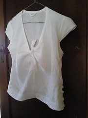 White Linen Knot Top